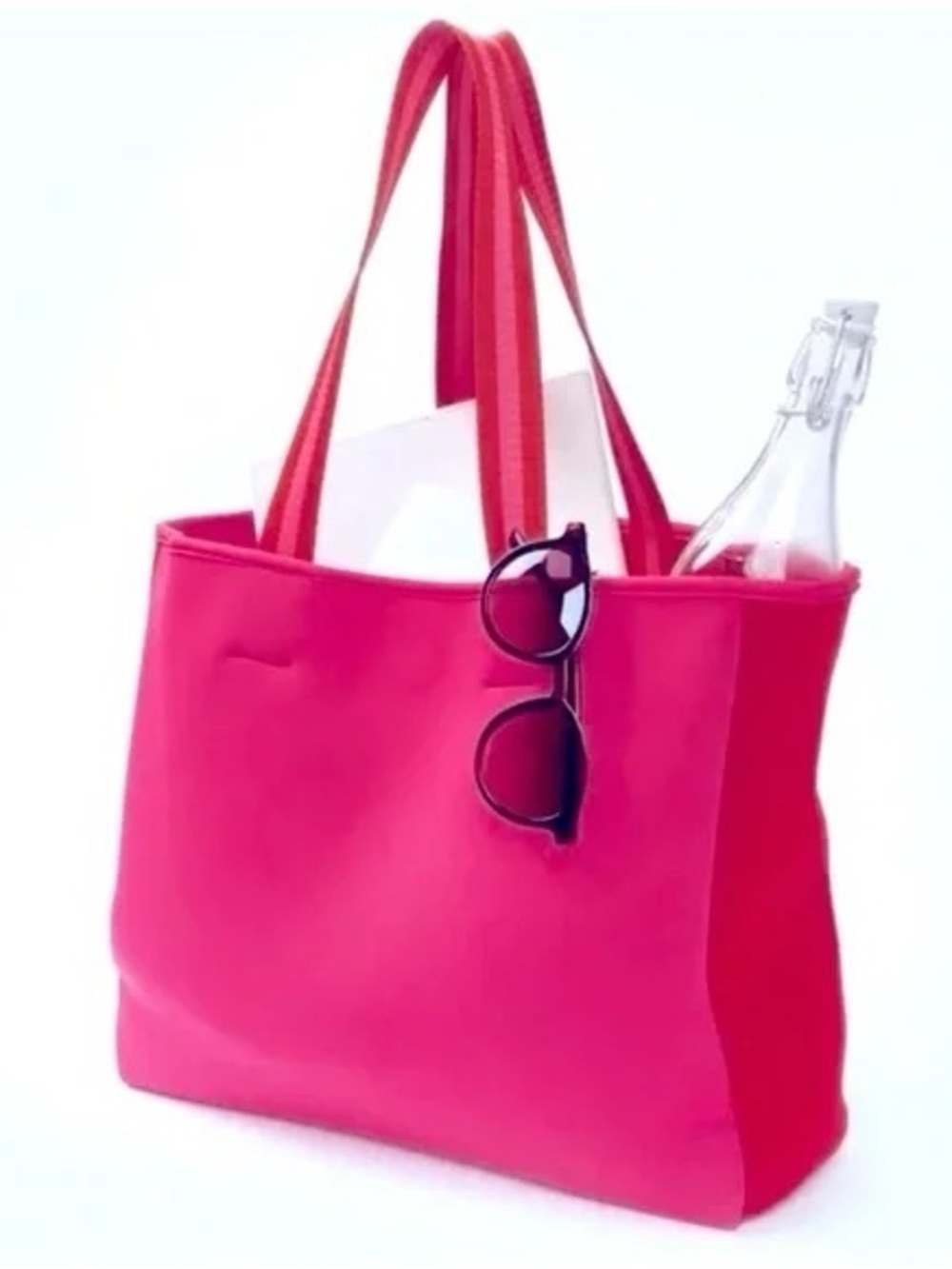 Summersalt The Perfect Beach Tote in the Pink/Red (Hibiscus & Lava)